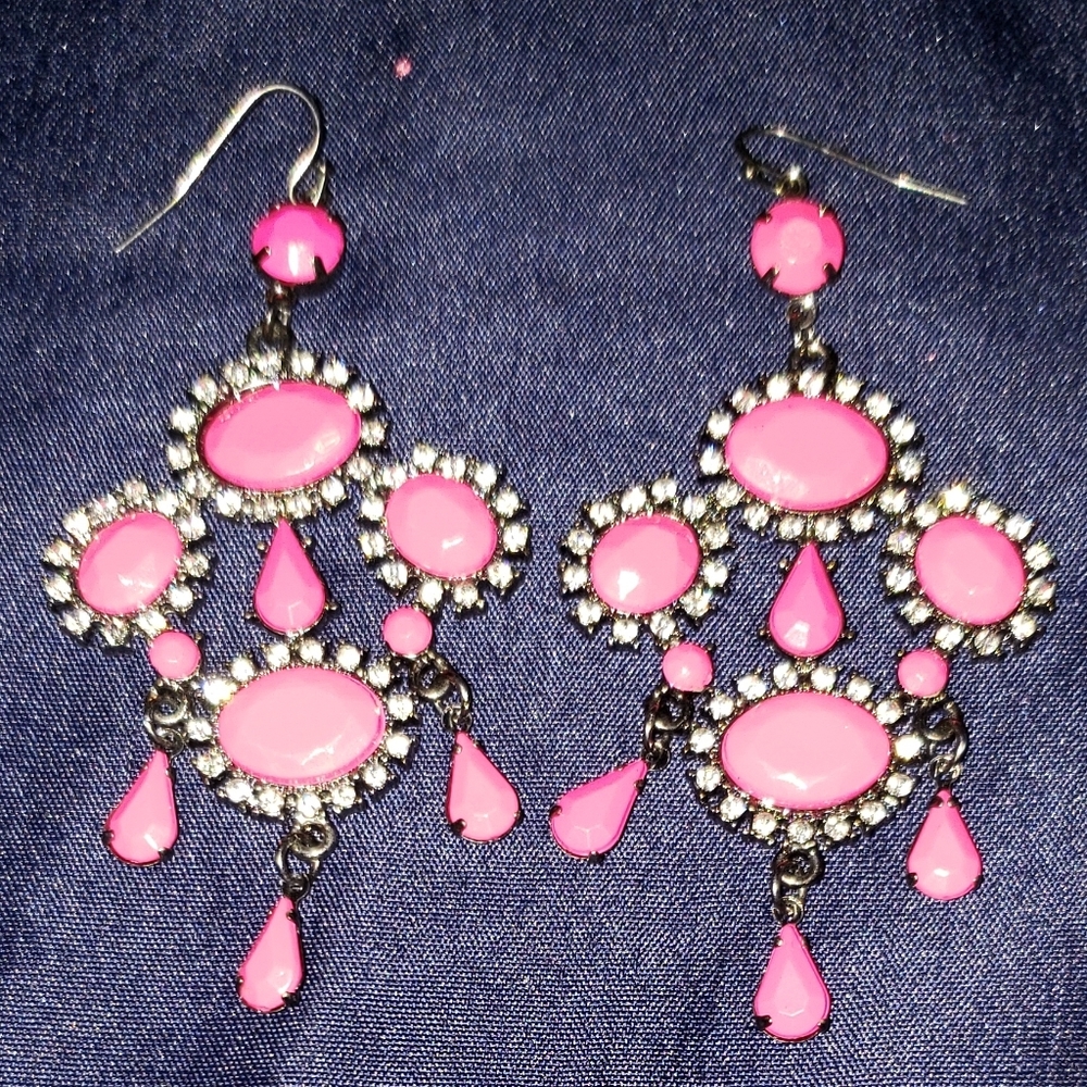 Pink chandelier earrings